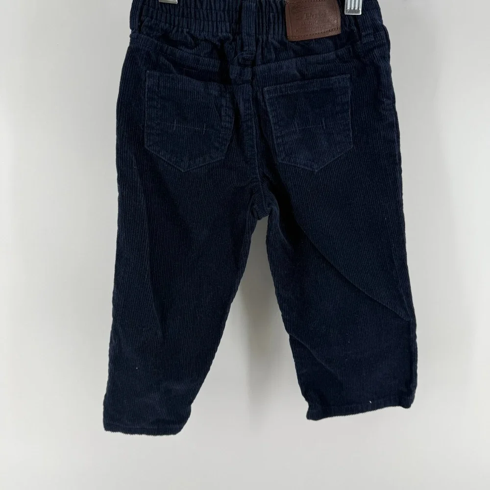 Vintage Polo Ralph Lauren Corduroy Pants Kids‎ 18M Navy Blue Logo Straight Leg